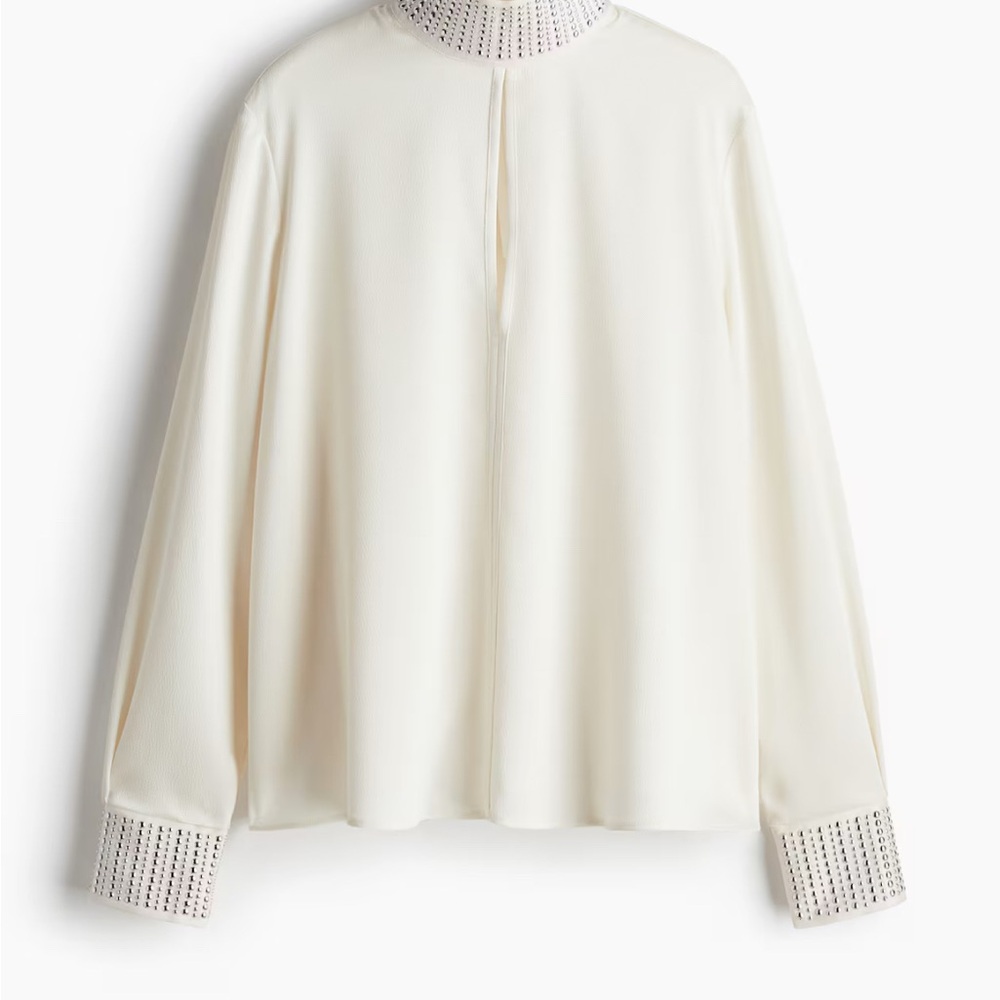 H&M Cream Blouse with Studded Detailed Cuffs